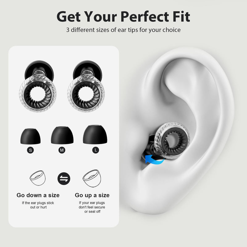 [Australia] - Concert Ear Plugs, Yawsoy High Fidelity Noise Cancelling Ear Plugs, Reusable Ear Plugs for Musicians, Raves, Focus and Sleep, 20dB Noise Reduction & Hearing Protection, 6 Pair Ear Tips in S/M/L(Clear) Clear 