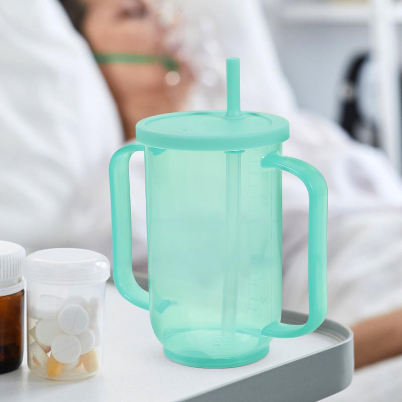 Inclined Mouth Nursing Cup for Disabled Patients Elderly and Maternity Care Spill-Proof Drinking Cup Moderate Capacity Drinking Aid for Daily Use Light Green 15x13cm
