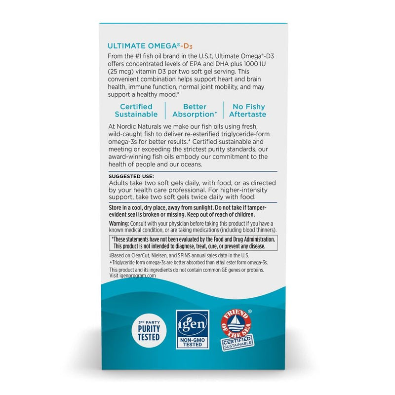 [Australia] - Nordic Naturals Ultimate Omega-D3, Lemon Flavor - 90 Soft Gels - 1280 mg Omega-3 + 1000 IU Vitamin D3 - EPA & DHA - Promotes Brain, Heart, & Immune Health - 45 Servings 90 Count (Pack of 1) 