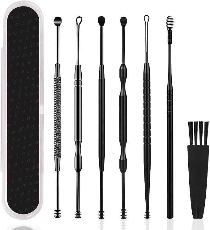 [Australia] - Ear Wax Removal, Ear Cleaner with Camera, Earwax Removal kit with 7 Ear Pick, Ear Cleaner with Camera and Light, Ear Cleaning Kit, 1080P Ear Camera for iOS & Android (Black) Black 