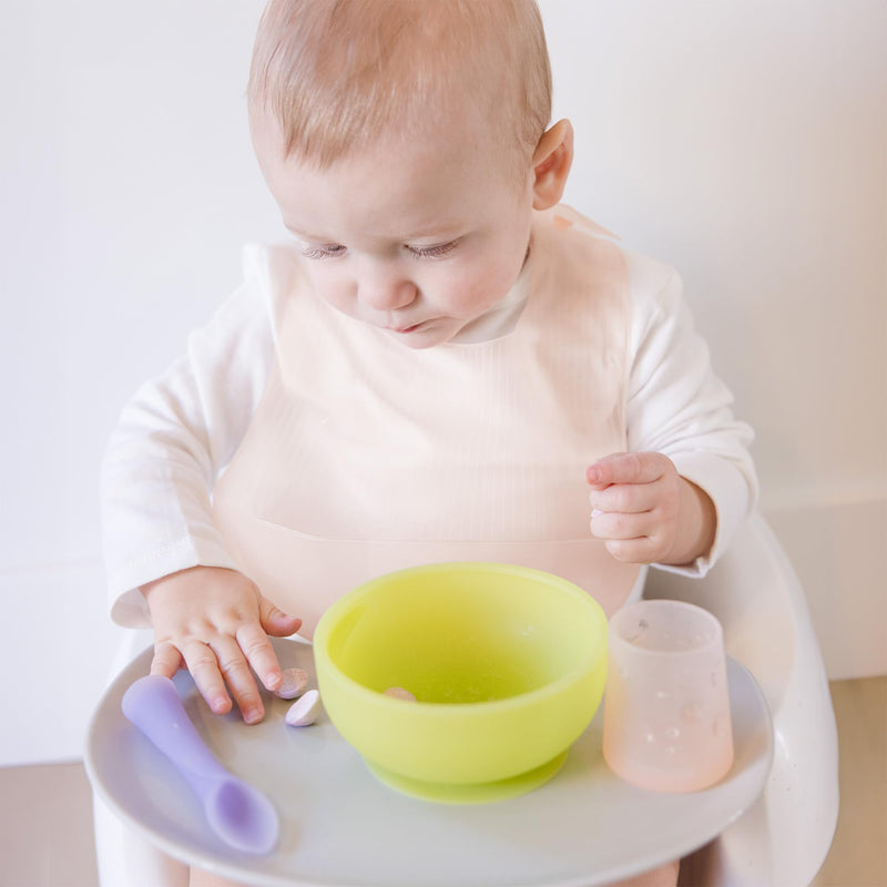 [Australia] - Olababy Fold N Go Silicone Baby Bib w Travel Case | Soft, Lightweight, Waterproof Bibs for Infants & Toddlers | BPA Free Blueberry 1 Bib + 1 Travel Case 