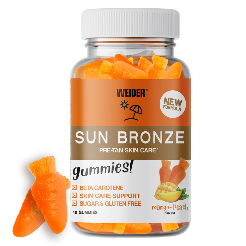 [Australia] - Weider Sun Bronze Gummies (40 pieces) mango-peach flavor, gummies with beta-carotene, lutein and zeaxanthin, supports the tan and protects the skin. Sugar-free and gluten-free, 20 servings 