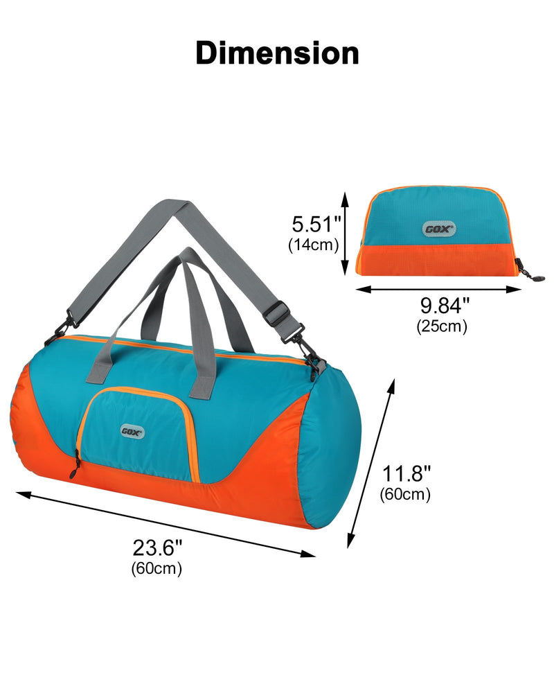 Packable Nylon Compact Foldable Large Duffle Bag for Travel Carry On Bag | Travel Duffle Bag Light Men Sports Duffel Bags Tote Turquoise