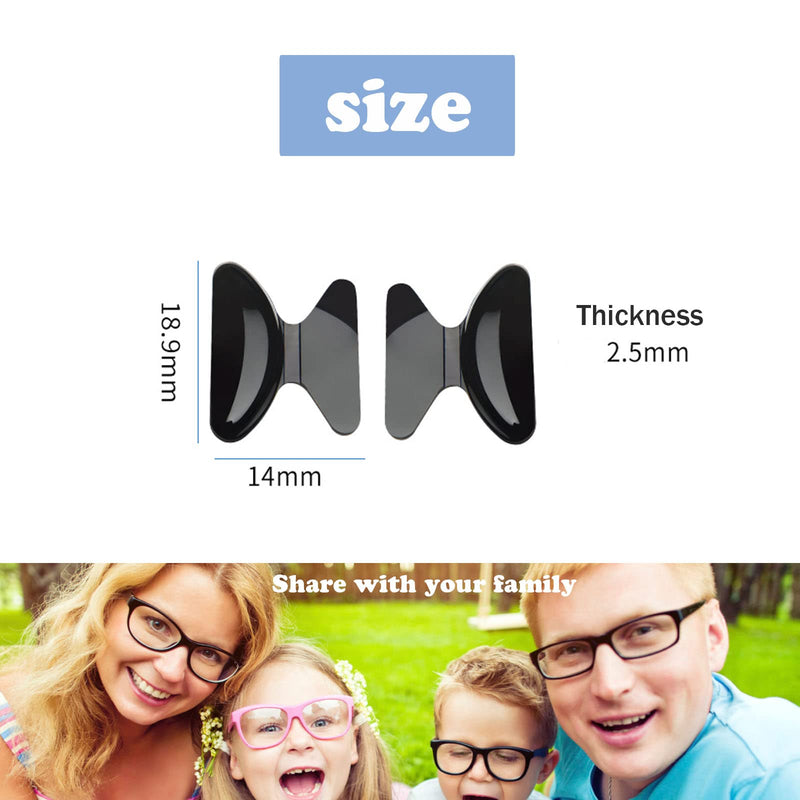 [Australia] - Glasses nose pads silicone, butterfly shape, glasses nose pads soft for glasses, sunglasses, 2.5 mm, 10 pairs, (clear) 10 pairs, clear 