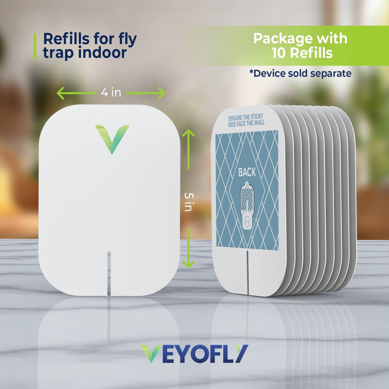 [Australia] - Fly Trap Indoor Refill, Fruit Fly Traps for Indoors, Gnat Traps for House Indoor, Fly Catcher Indoor, Fly Trap, Plug in Catch for Fruit Flies, Moths, Gnats, Mosquito Trap (Pack of 10 Refills) Refill- 10 pack 