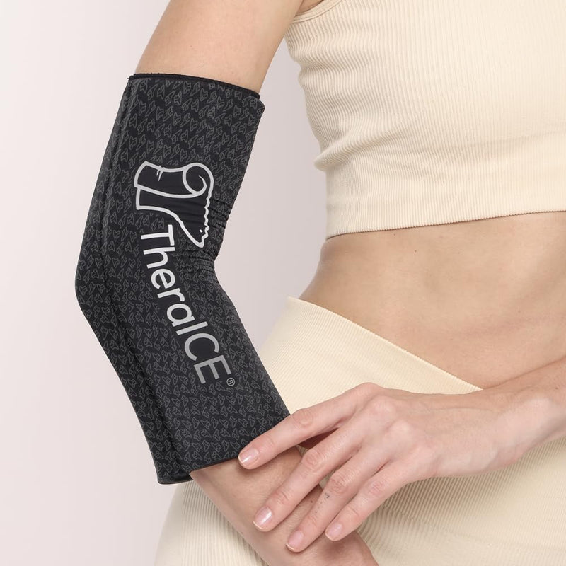 [Australia] - TheraICE Elbow Ice Pack PRO Compression Sleeve for Injuries, Reusable Gel Cold Packs Brace, Shin Splints, Calf Strain, Flexible Cold Wrap Recovery for Tennis Elbow, Tendinitis Pain Relief Large 
