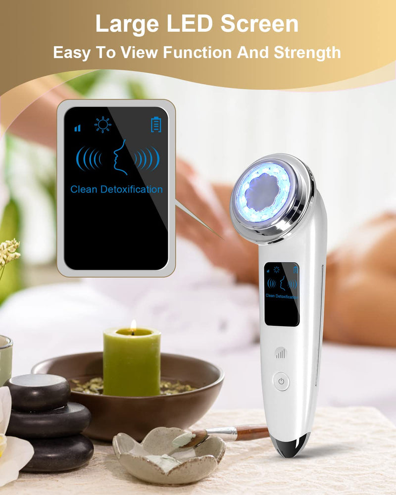 Face Massager Electric Face Lifting 4 in 1 Facial Massager Anti Aging Skin Tightening Firming Skin Care Tools (White) White