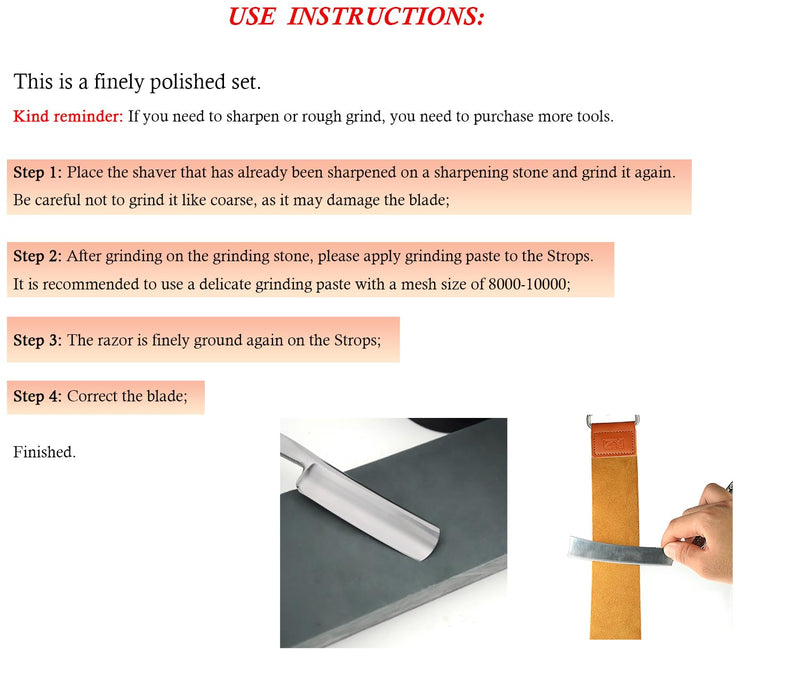 [Australia] - Straight Razor Strops with Sharpening Stone Dual Leather Strops Barber Hair Removal Shaving Sharpener Folding Knife Sharpening Belt 