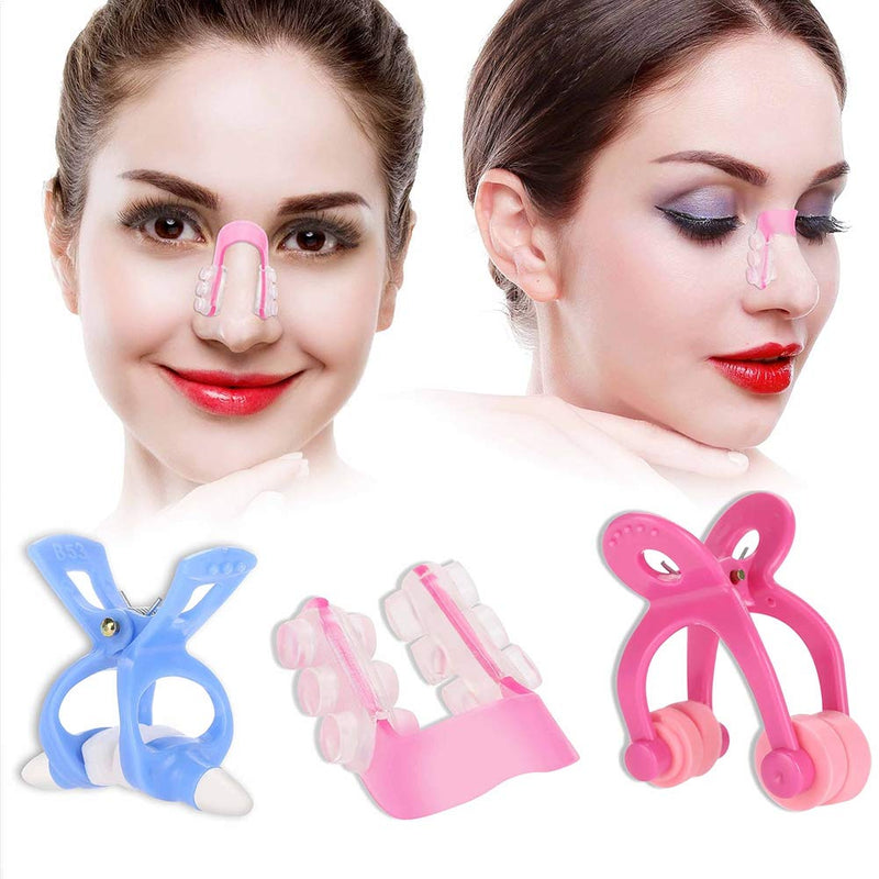 [Australia] - Nose shaper clip for reducing nose, 3 pieces silicone nose lifter nose correction clips, straightener nose splint for a straight nose, nose straightener face beauty tool set - safe and effective 