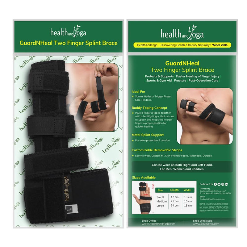 2 Finger Splint, Trigger Finger Splint, Adjustable Two Finger Brace Hand and Wrist Support, Finger Straightening Immobilizer for Broken Fingers, Arthritis, Mallet Finger, Sprains, Finger Pain Relief Small/Medium