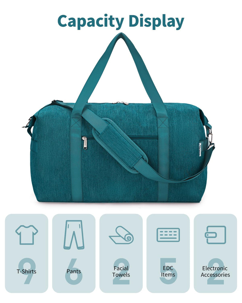 Narwey Carry on Bag 22x14x9 Airlines Approved Travel Duffel Bag Duffle Bag with Wet Pocket Overnight for Women and Men 40L (Teal) Teal