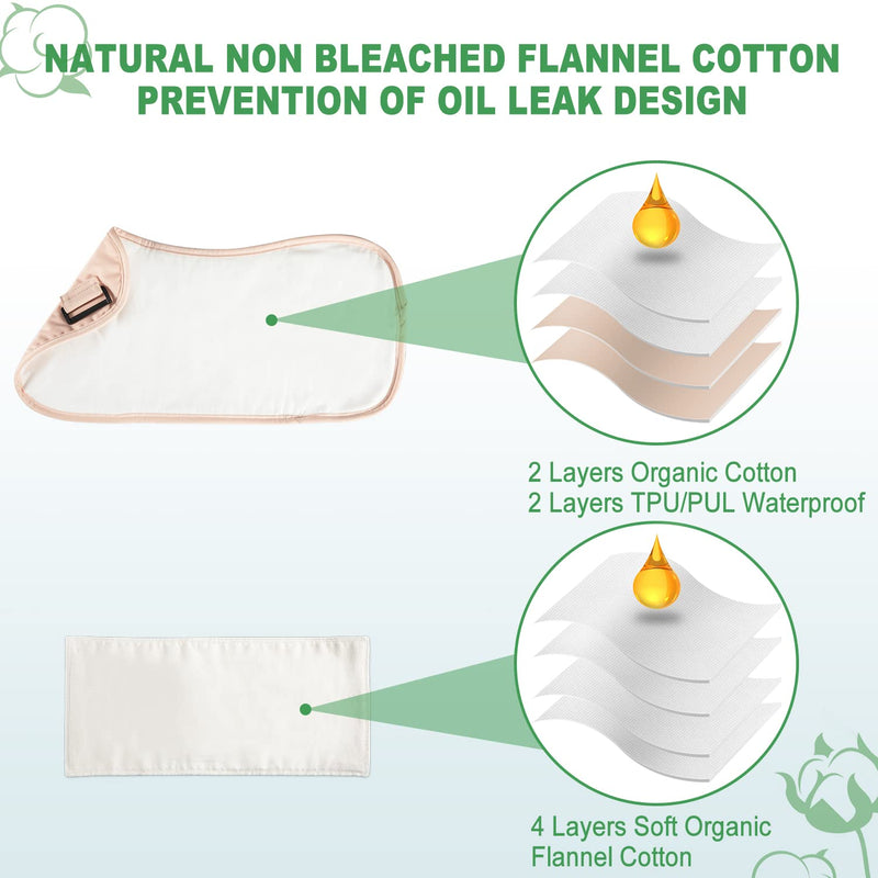 [Australia] - Castor Oil Pack, DEROWN Castor Oil Packs Wrap, Less Mess, Made of Organic Cotton Flannel & Waterproof PUL, Reusable Massage Castor Oil Pack Kit with Anti Oil Leak Design (Oil Not Included) 