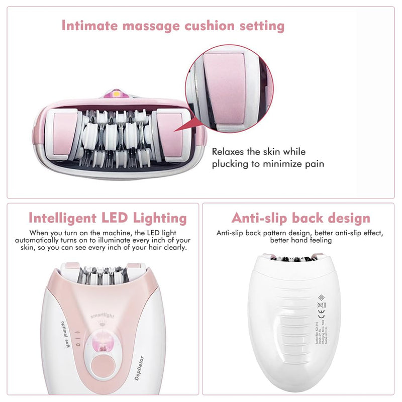 [Australia] - Women's Epilator with a Mini Cleaning Brush, Women's Facial Epilator with LED Light, Women's Electric Shaver for Women, Face, Body, Armpit, Bikini, Leg (COLOR: pink) Pink 