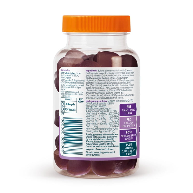 Bio-Kult 3in1 Gut Health Gummies for Teens | 2B CFU + Multivitamins | Blackcurrant Flavour | Ages 13+ | 30 Probiotic Gummies One Size