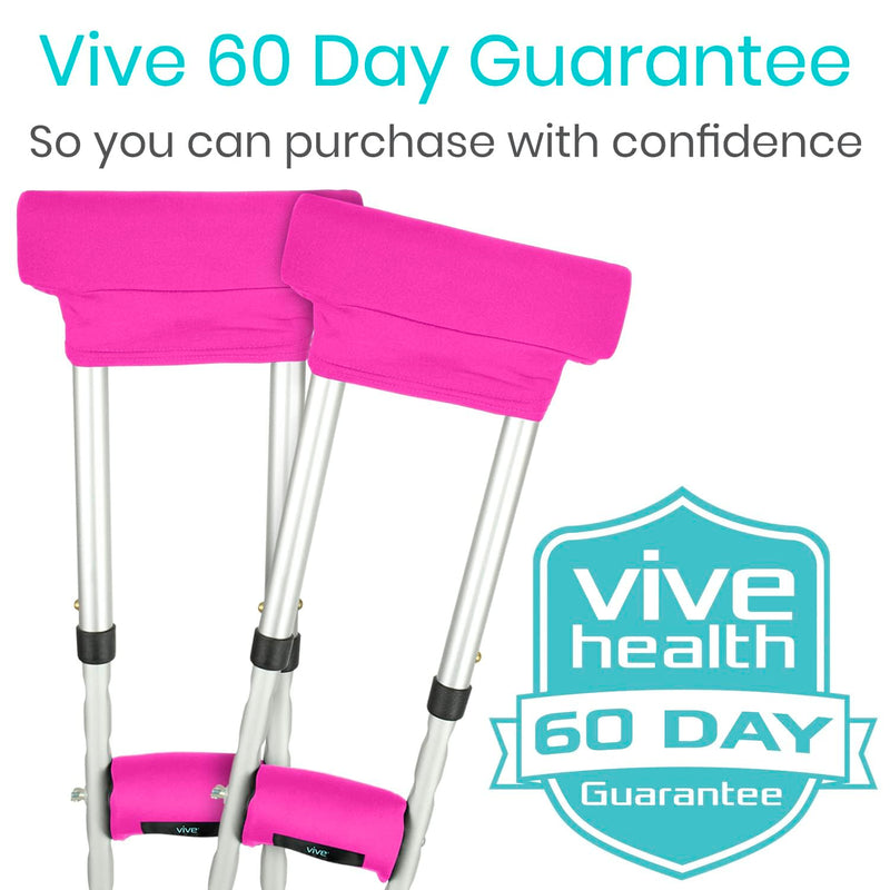 [Australia] - Vive Premium Crutch Pads & Hand Grips - Comfortable, Breathable, Machine Washable Padding - Moisture Wicking & Odor Reducing Pillow Accessory Covers for Adult & Youth Walking Crutches Pink 