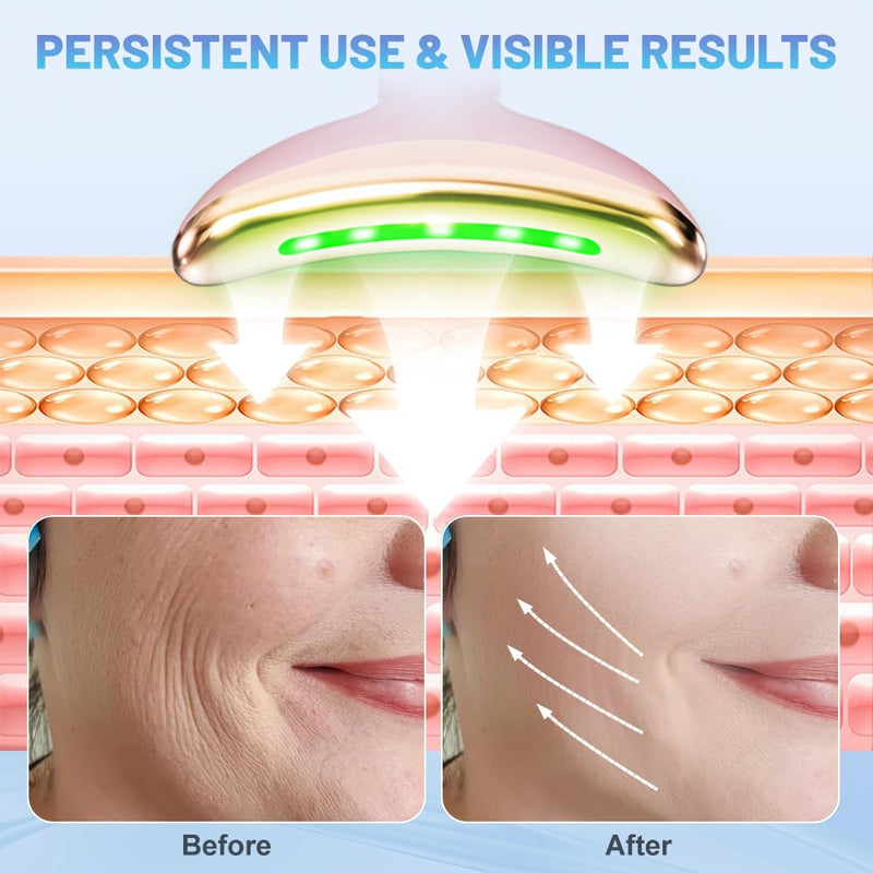 Face and Neck Massager Tool, 3 Color LED Red-Light-Therapy Wand for Skin Care