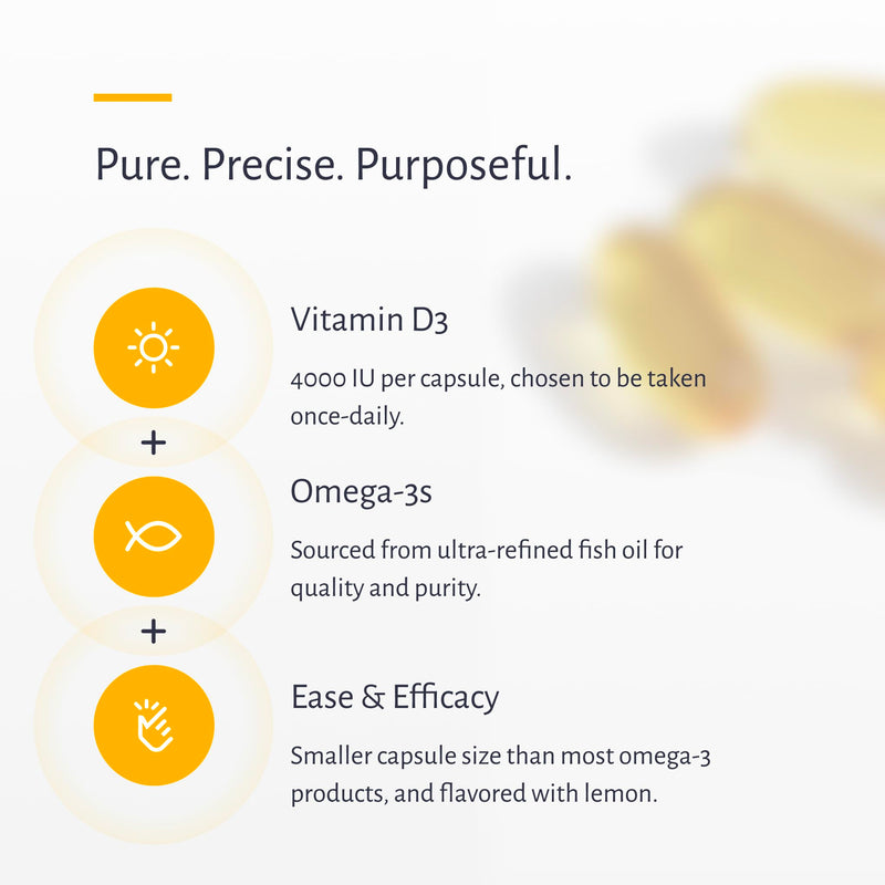 Oxiceutics - D&O Glow - 4000 IU D3 (100 mcg) - Vitamin D3 + High DHA Omega-3 - Natural Lemon Flavor - 30 Capsules