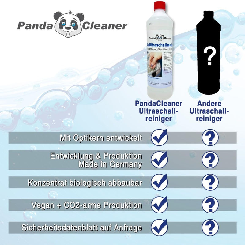 [Australia] - PandaCleaner ultrasonic cleaner concentrate for ultrasonic bath - 1L concentrate for glasses, dental products, gold, coins, glass, watches (waterproof) and much more. (1000ml) 1 l (pack of 1) 