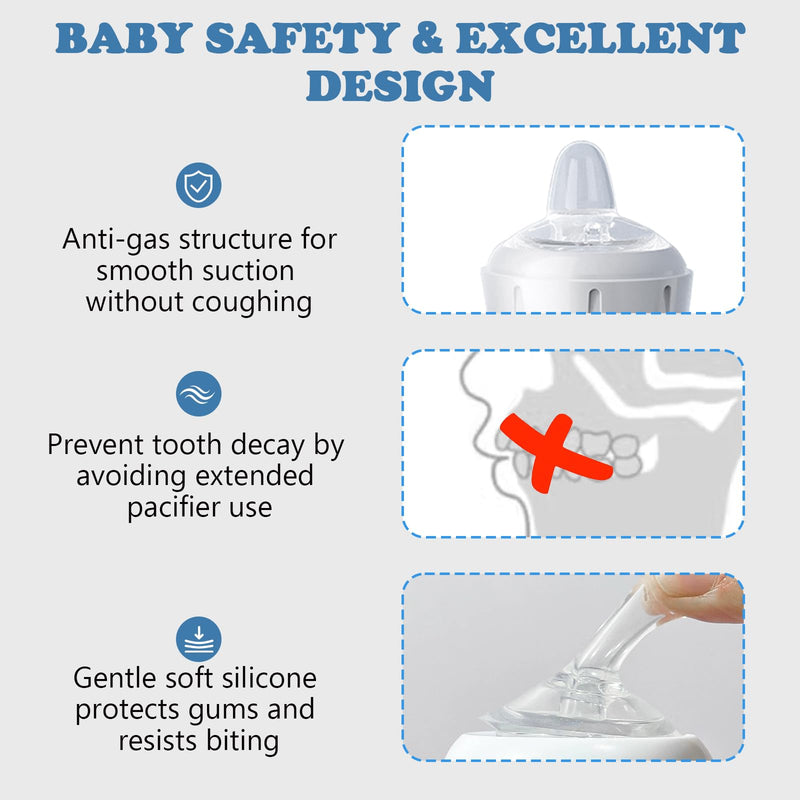 [Australia] - Sippy Spout Nipples for Dr Browns Wide Nack Baby Bottles ‚Äì Soft Silicone Trainer Nipple for 6M+ Babies, BPA-Free, Spill-Resistant, Pack of 4 