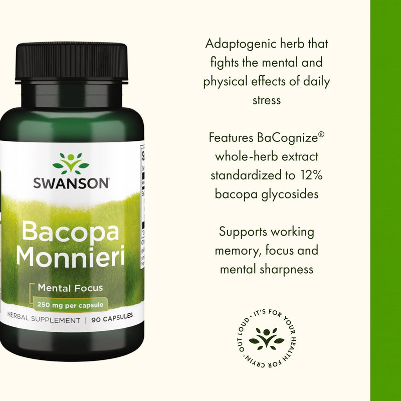[Australia] - Swanson Bacopa Monnieri Extract Bacognize 250 Milligrams 90 Capsules 