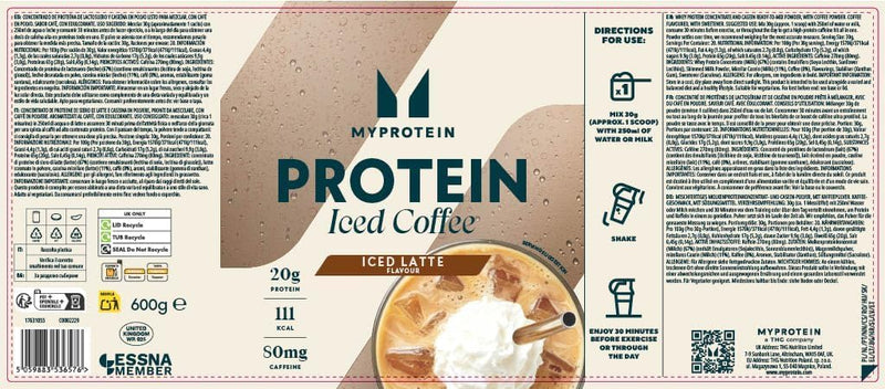 Myprotein Protein Iced Coffee | High-Protein & Real Coffee Drink Mix | 20g Protein | Low Sugar | Supports Muscle Growth & Recovery | Café-Inspired Taste (20 Servings (Pack of 1), Iced Latte) 20 Servings (Pack of 1)