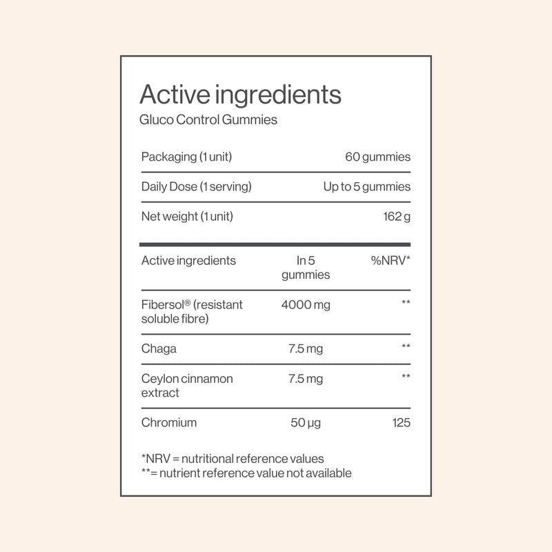 Gluco Control Gummies with Fibersol, Chaga, Ceylon Cinnamon, Chromiun, Sugar-Free, Lemon Flavoured, 60 Gummies by Tummy Tox Gluco Control