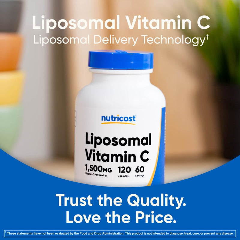 Nutricost Liposomal Vitamin C (1500mg) 120 Vegan Capsules, 60 Servings | Gluten-Free, GMO-Free 120 Count (Pack of 1)