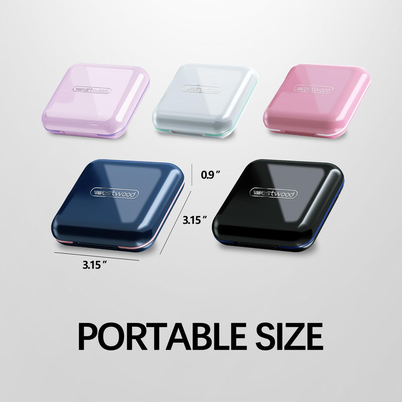 DUBSTAR Small Pill Box Travel Pill Case with 4 Compartments, S-Black | Daily Pill Organizer, Moisture Waterproof Pill Container for Purse, Daily Compact Medicine Holder for Vitamins & Medication