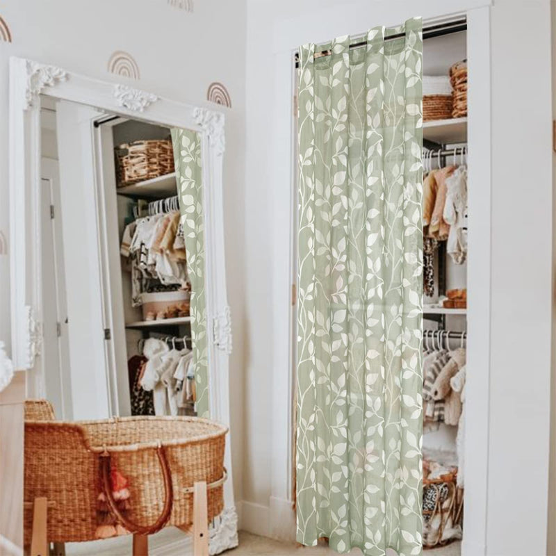 [Australia] - XTMYI 72 Inch Long Sheer Curtains for Living Room 2 Panels Set,Neutral Leaf Printed Patterned Forest Theme Boho Woodland Nursery Curtains Boy Girl Baby,Sage Green,6 FT Length 42x72 Sage Green 