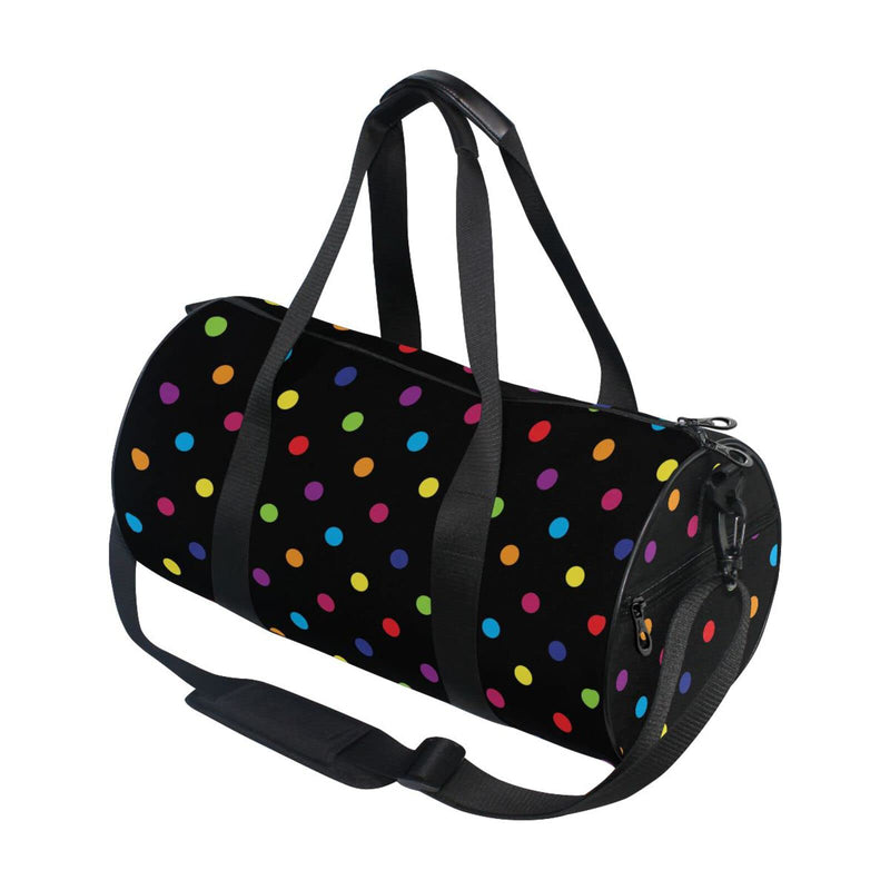 Colorful Polka Dot Black Duffel Bag Sports Gym Bags for Men and Women