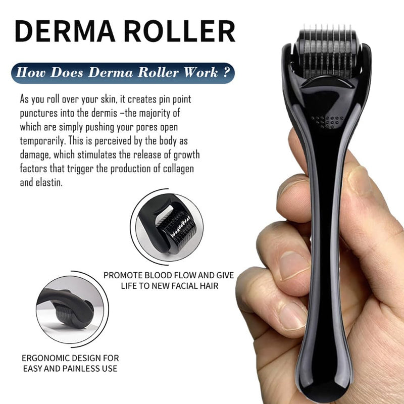 [Australia] - Beard Growth Kit-Beard Kit for Men/Beard Growth Oil, 0.5mm Beard Roller Stimulate Beard and Hair Growth, Beard Kit for Spot/Patchy Beard,Birthday &Valentines Gifts for Men Boyfriend Husband 