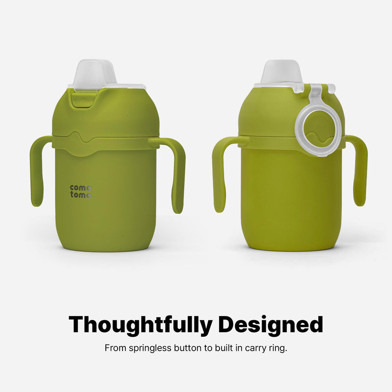 [Australia] - Comotomo Toddler Tumbler 8oz Insulated Sippy Cup with Silicone Straw and Spout, Green 