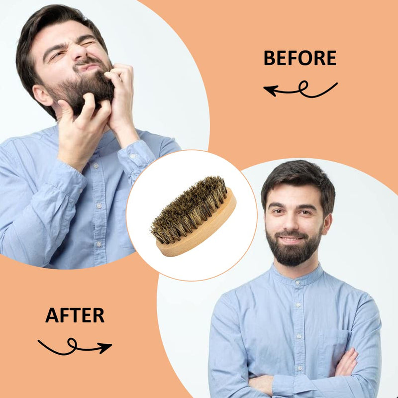 [Australia] - Beard brush, beard comb, beard brush men, hair brush wild boar bristles, beard brush made of wild boar bristles, 100% wild boar bristle brush for daily beard care, beard brush for men travel 