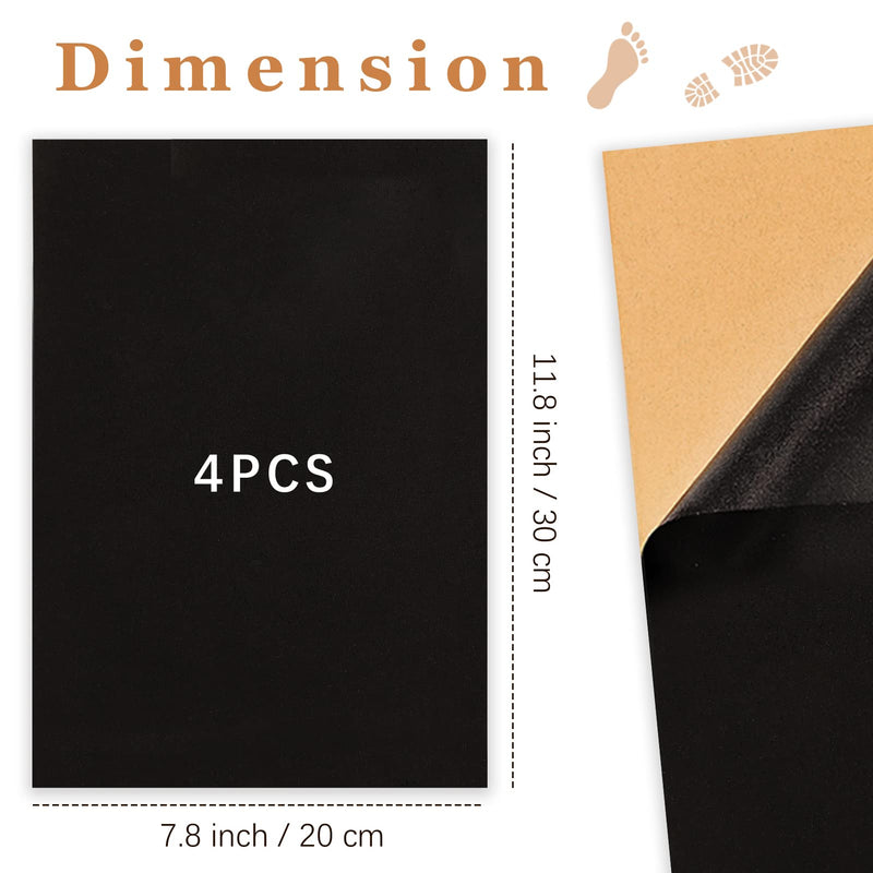 [Australia] - Caydo Pack of 4 Black Suede Sheets, Self-Adhesive Suede Sheets Back Non-Slip Sole Protector for Dance Shoes, High Heeled Shoes (A4 Size) 