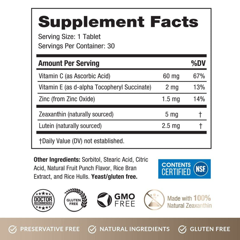 [Australia] - EyePromise Screen Shield Teen Chewable Eye Vitamin - Screen Time Protection Vitamins for Kids Ages 4-17 Including Preschool, School Age, and Adolescent Phases – No Yeast or Gluten 