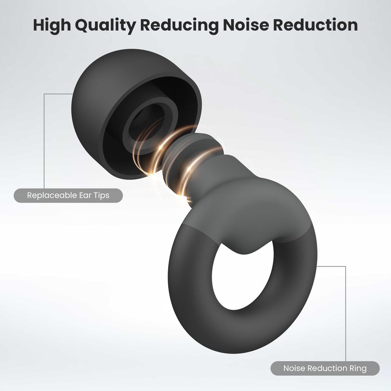 [Australia] - Ear Plugs for Sleeping, 2 Pairs of Reusable Earplugs for Noise Reduction 25dB-30dB with 8 Ear Tips, Soft Hearing Protection Ear Plugs for Concert,Noise Sensitivity, Study & Work Black 