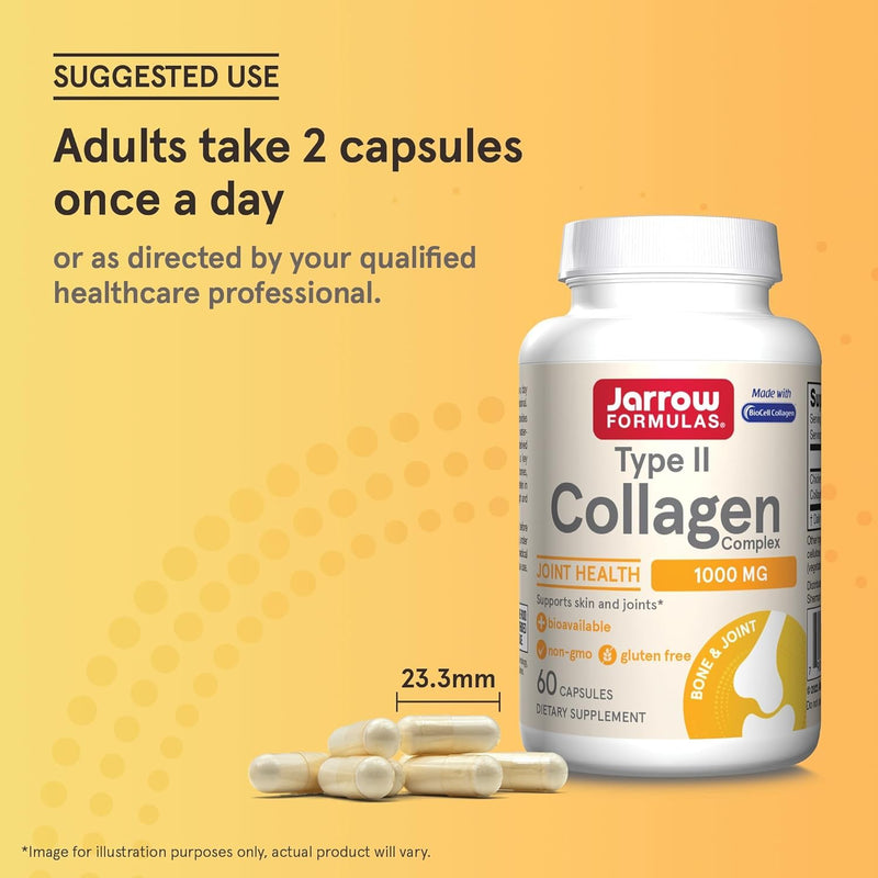 Type II Collagen Complex 1000 mg Supplements, Supports Skin and Joint Health, 60 Capsules, 30 Day Supply