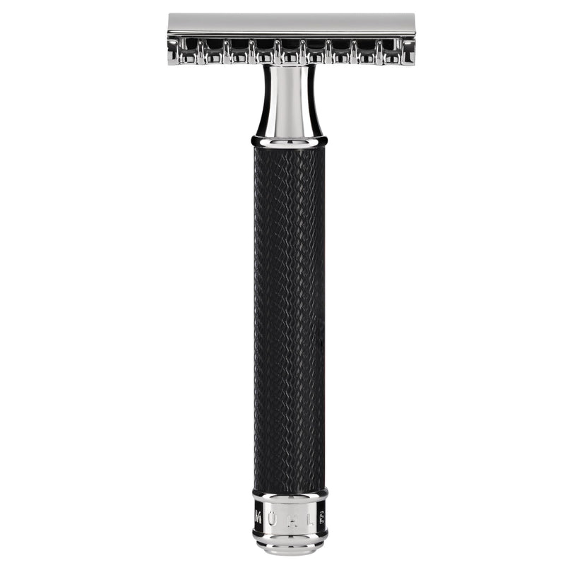 MÜHLE TRADITIONAL R41 Double Edge Safety Razor (Open Comb) For Men - Perfect for Every Day Use, Barbershop Quality Close Smooth Shave Black/Chrome