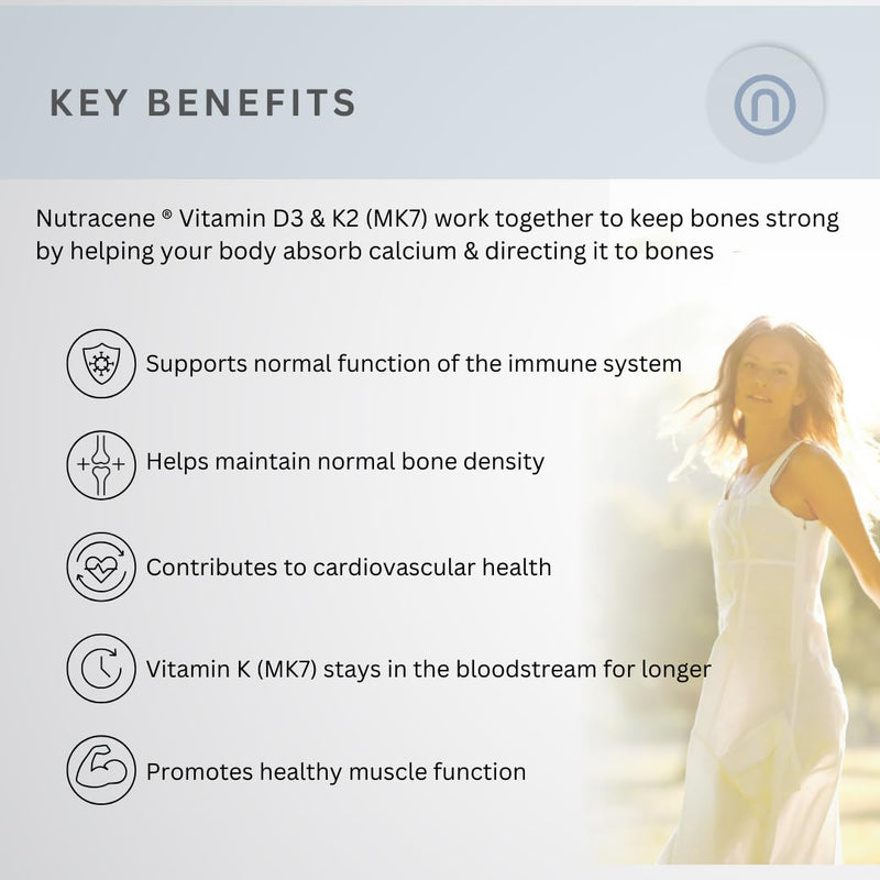Premium Vitamin D3 3000 IU + K2 MK7 100µg | Made in the UK to GMP Standards | Superior Bone Health & Immune Support | Optimal Calcium Absorption | Vegetarian Capsules