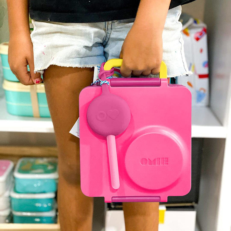 [Australia] - OmieBox Kids Utensils Set with Case - 2 Piece Plastic, Reusable Fork and Spoon Silverware with Pod for Kids (Bubble Pink) Bubble Pink 