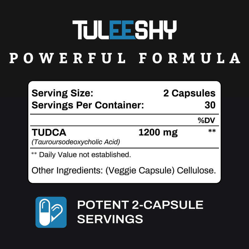 1200 mg TUDCA Supplement | 120 Capsules | Tauroursodeoxycholic Acid - TUDCA Bile Salts for Liver and Digestion, Non-Animal Formula 60 count (Pack of 2)