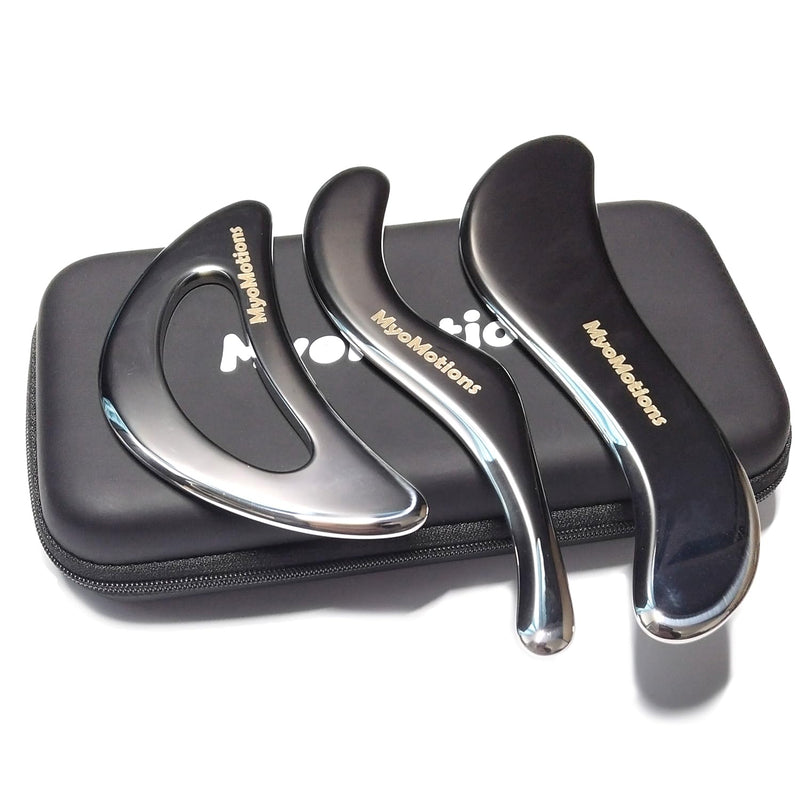 [Australia] - 3-Piece Muscle Scraper Tool Set for IASTM Therapy - Stainless Steel Gua Sha Tool for Myofascial Release and Deep Tissue Massage Tool Set S+Pro+Elite 