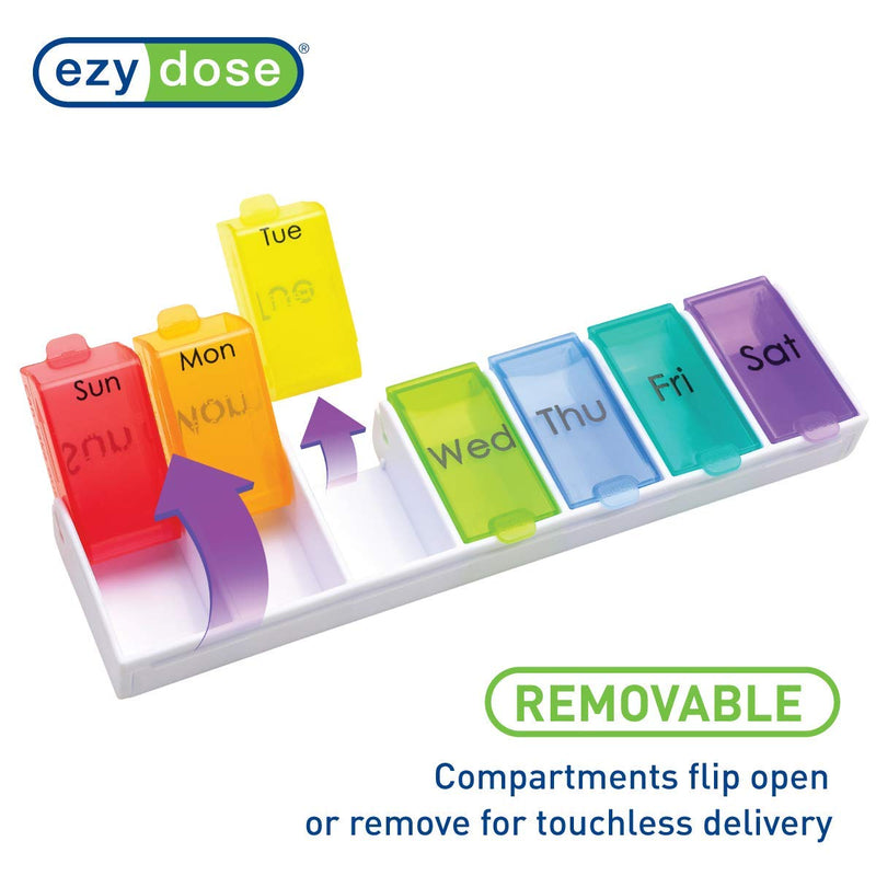 Ezy Dose Weekly (7-Day) Pill Organizer, Large Medicine Planner, Rainbow | Daily Vitamin & Supplement Case, Pop-Up Compartments, Convenient & Easy to Use, Arthritis & Travel-Friendly, BPA-Free 7-Day