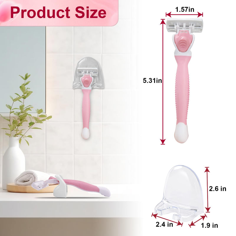 [Australia] - 40 Pcs Disposable Women Razors, Include 3 Non Slip Handles and 36 Refill Blades and 1 Dedicated hook, 6-Blade Travel Essentials Sensitive Skin Shaving Razor Set (pink) pink 
