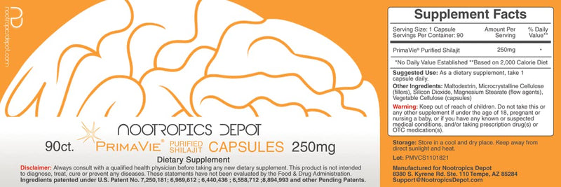[Australia] - Nootropics Depot PrimaVie Shilajit Capsules | 250mg | 90 Count | Purified Extract | Ayurvedic Herb | Supports Mitochondrial Function + Boosts Endurance 90 Count (Pack of 1) 