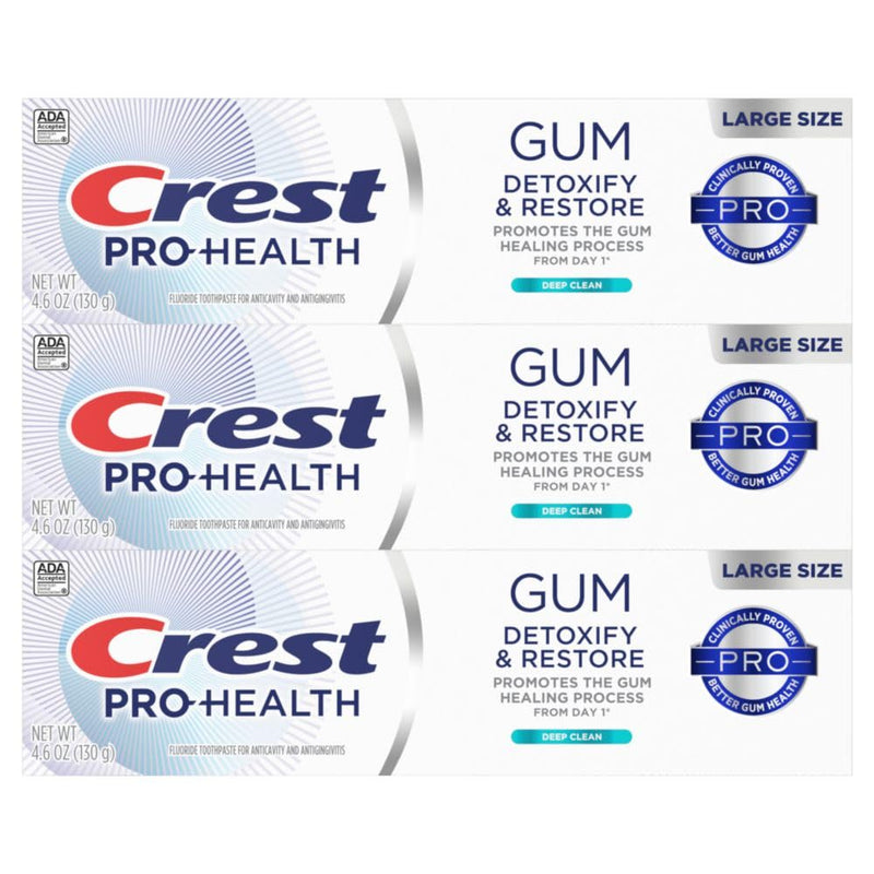 [Australia] - Crest Pro-Health Gum Detoxify and Restore Deep Clean Toothpaste, 4.6 Ounce (Pack of 3), Anticavity, Antibacterial Flouride Toothpaste, Clinically Proven, Gum and Enamel Protection 