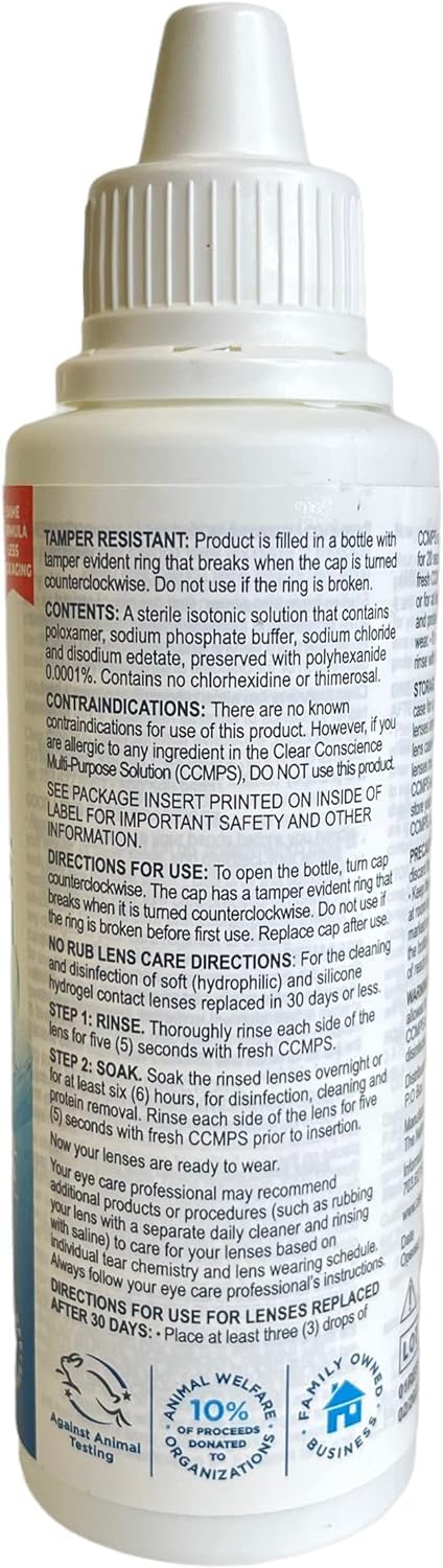 [Australia] - Cruelty-Free Contact Lens Solution 12oz - Multi Purpose Contact Solution & Contact Lens Cleaner - Eye Contact Solution, Sterile Isotonic Contact Lenses Solution by Clear Conscience 12 Fl Oz 1 