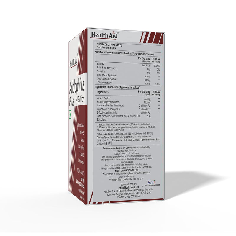 HealthAid Acidophilus Plus 4 Billion - 60 Vegicaps 60 count (Pack of 1)