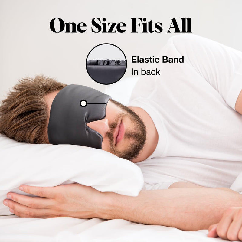 [Australia] - Kitsch Satin Sleep Mask - Eye Mask for Sleep, Softer Than Silk Satin Sleeping Mask Blindfold and Sleep Masks for Women and Men, Eye Care Travel Essentials - Charcoal Black 