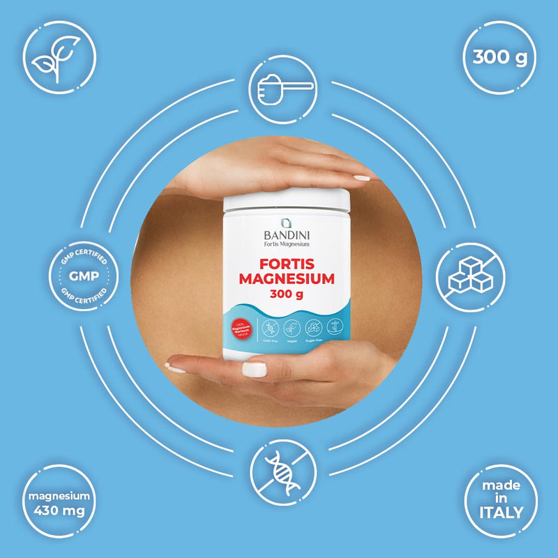Bandini® Fortis Magnesium 300gr Vegan - Complete Mag Powder - Based on Magnesium Carbonate - Strong Laxative for Constipation, Anxiety and Stress, Memory - Reduction of Tiredness and Fatigue